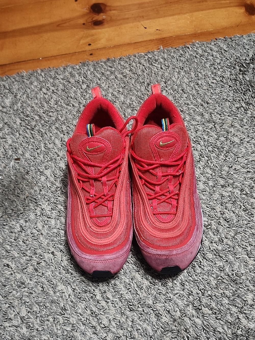 Nike Airmax 97 Sneakers  Red with Gold Swoosh